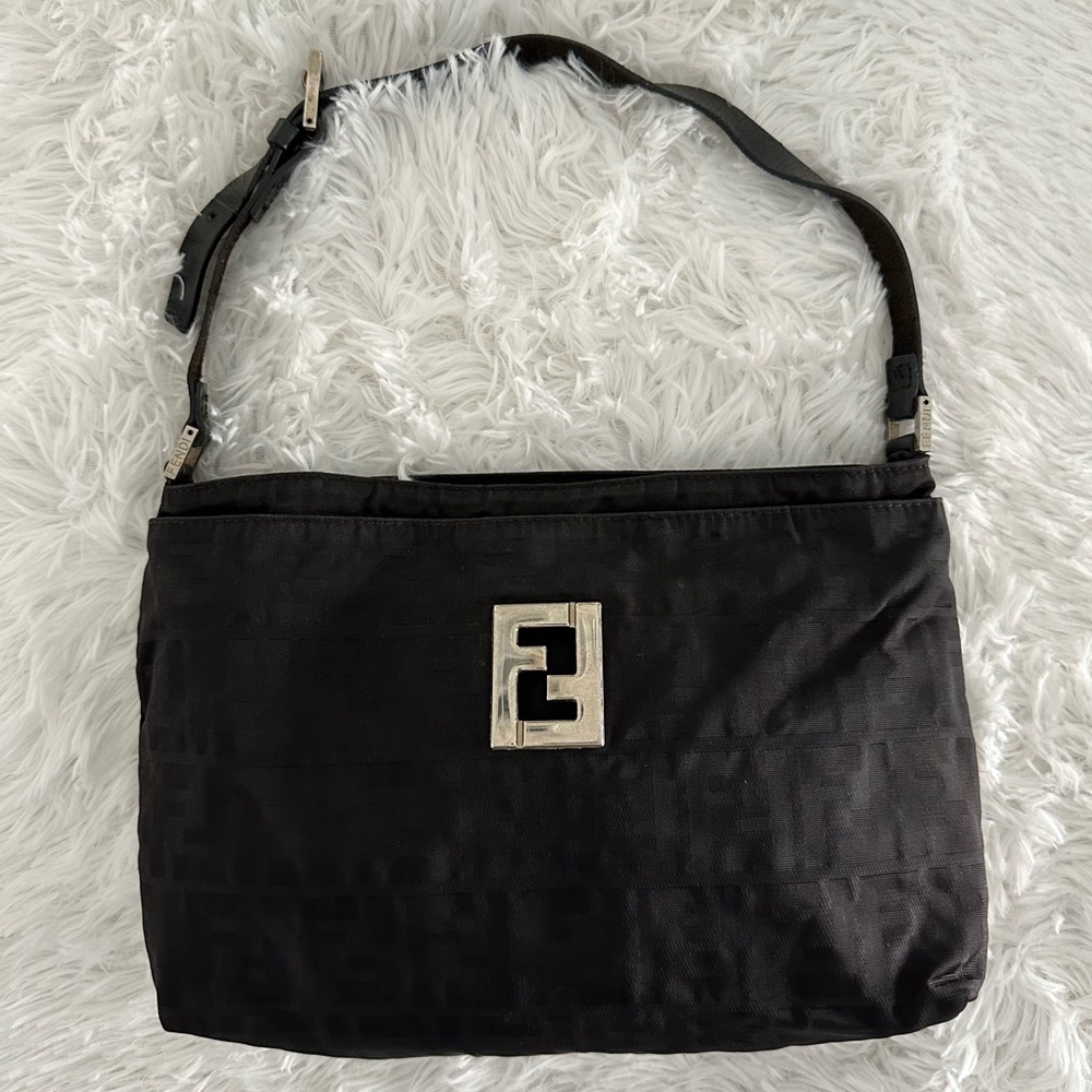 FENDI Zucca Black‎ Nylon Bag Handbag